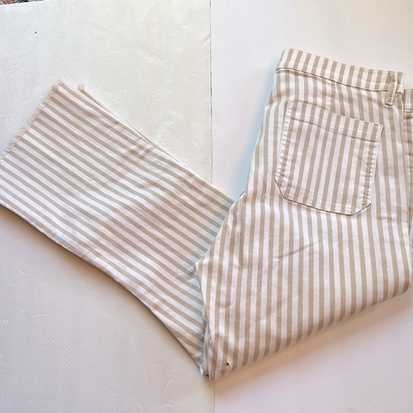 Loft Made and Love High Waist Flare Crop Stripe Pants size 14 NWOT - Picture 6 of 11